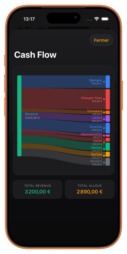 Diagramme de flux Vizualy Budget