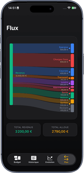 Diagramme de flux Vizualy Budget